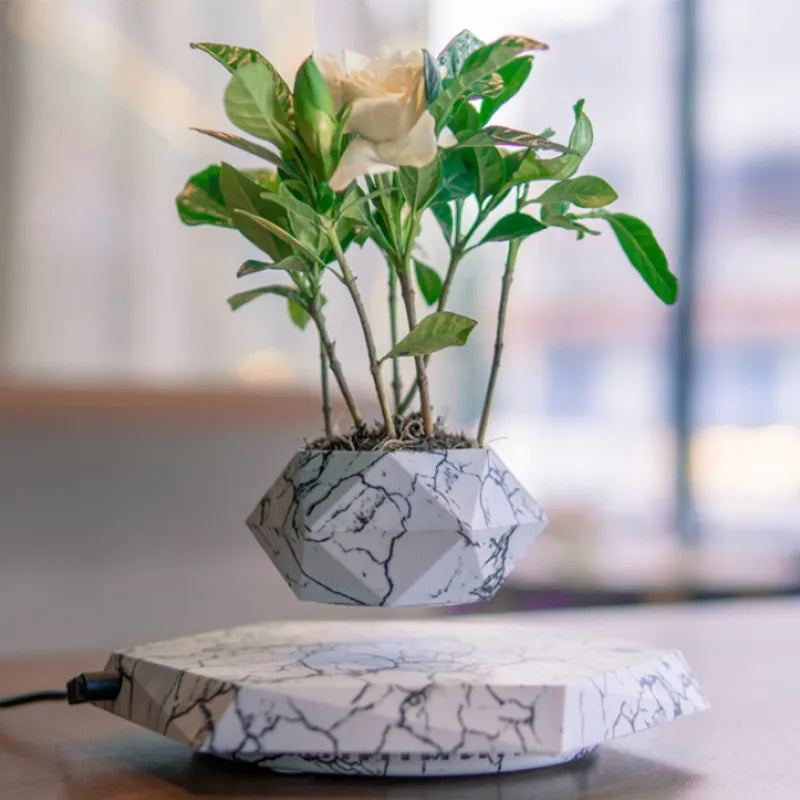 Levitating Marble Floating Plant Pot