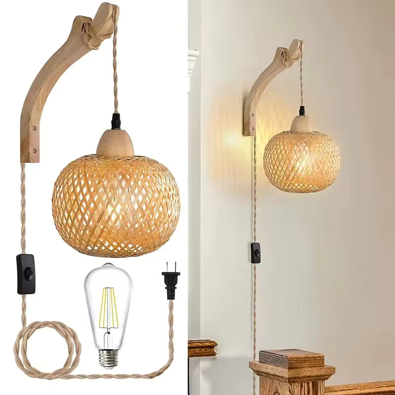 Handwoven Bamboo Wall Lamp