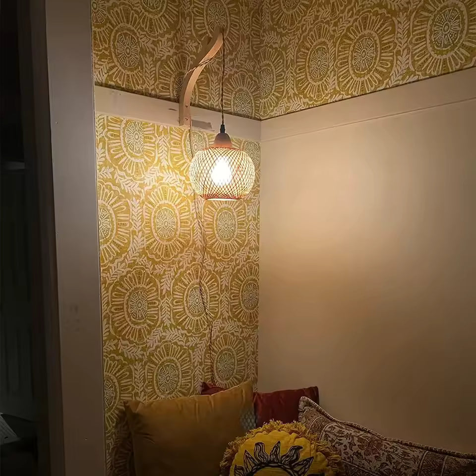 Handwoven Bamboo Wall Lamp