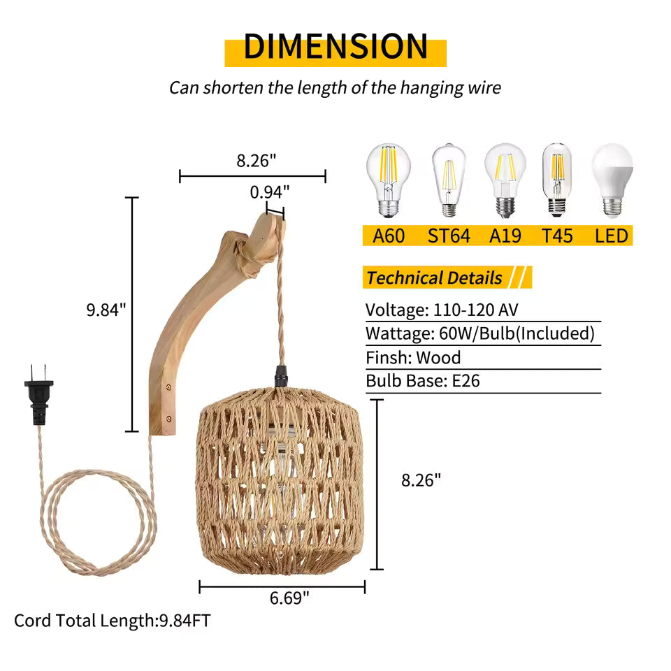 Handwoven Bamboo Wall Lamp