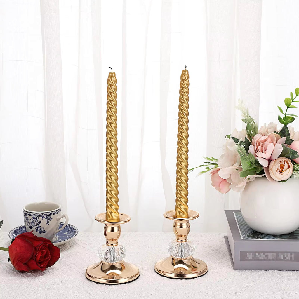 Gold Metal Taper Candle Holders – 2 Pcs