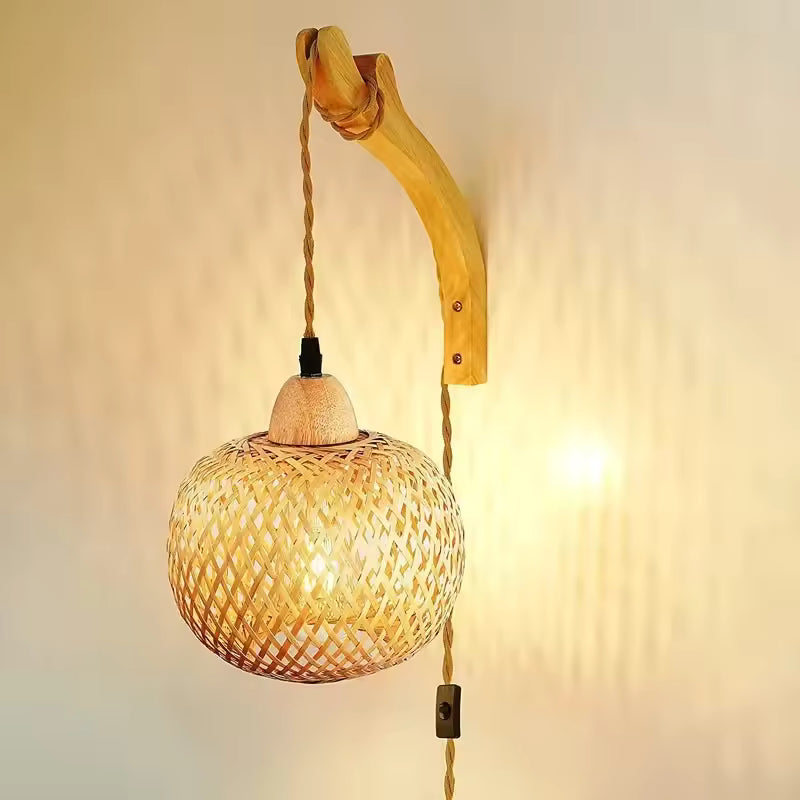 Handwoven Bamboo Wall Lamp