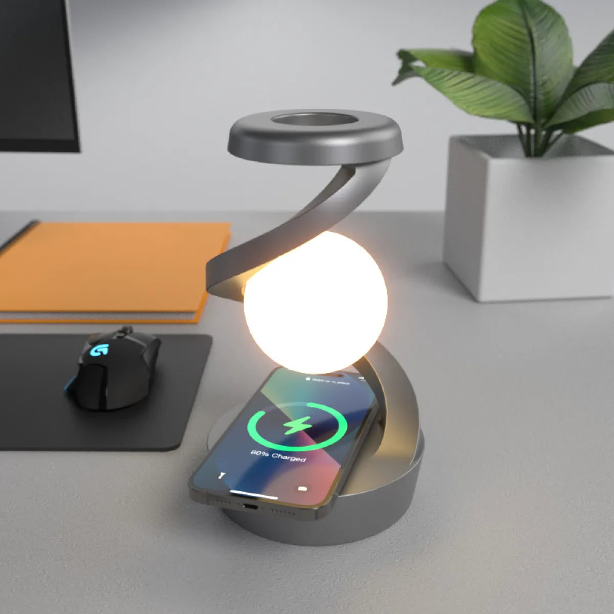 Rotating Moon Wireless Charging Lamp